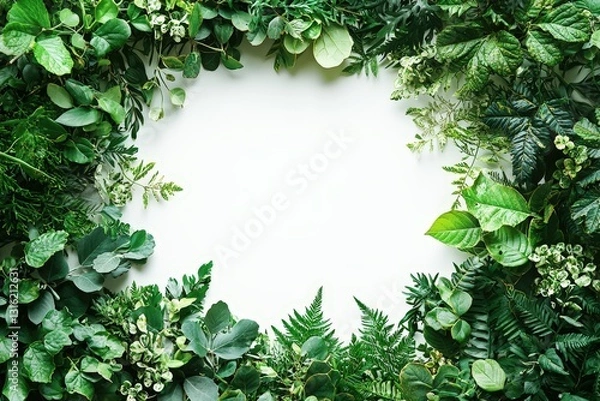 Fototapeta Plant border frame framing element on white background