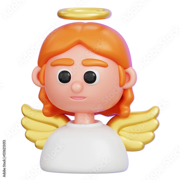 Obraz Cute Angel Cartoon Character Isolated 3D render illustration