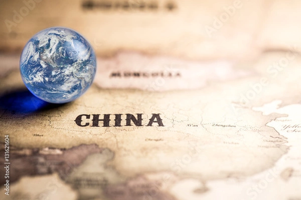 Obraz Save planet concept with map focusing on China. Elements of this image are furnished by NASA.