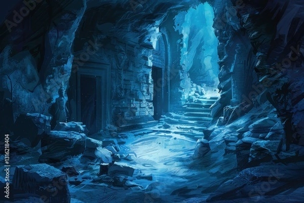 Fototapeta Ancient, Underwater Temple Ruins