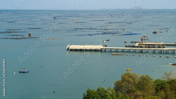 Fototapeta view of the port of Sriracha in Chonburi Province, Thailand.
