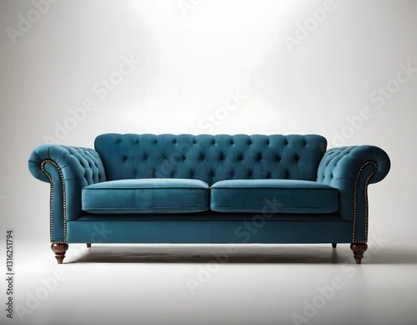 Fototapeta Modern minimal elegant sofa isolated on white background furniture photography closeup shot