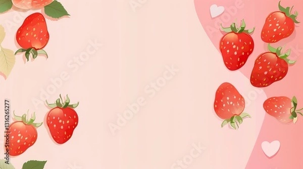Fototapeta The Strawberry Background of Children's Day: The Childlike Paradise and Joyful Feast Spreading in the Red, Tender and Sweetness