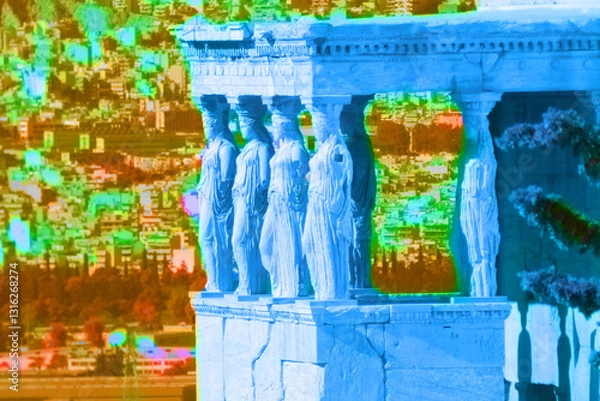 Fototapeta Caryatids supporting the porch of the erechtheion temple on the acropolis of athens