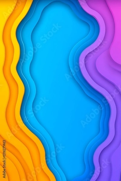 Fototapeta Vibrant layered papercut style background with dynamic color gradients