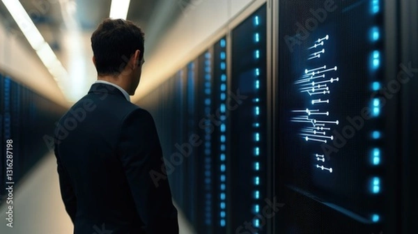 Fototapeta Professional observing advanced data server technology