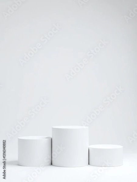 Fototapeta A Solitary, Empty Podium Stands On A Blank Backdrop, Awaiting The Arrival Of Victorious Athletes In The First, Second, And Third Positions.