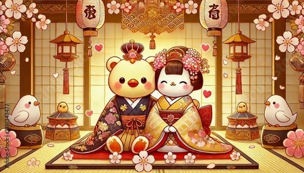 Fototapeta ひよこのひな祭り