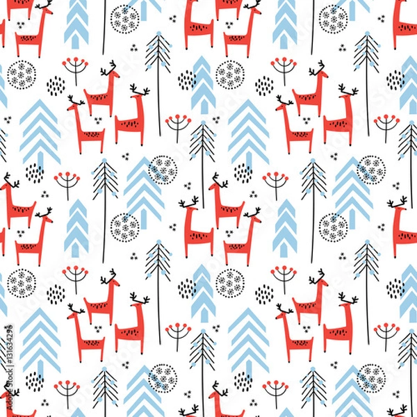Fototapeta Christmas vector seamless pattern