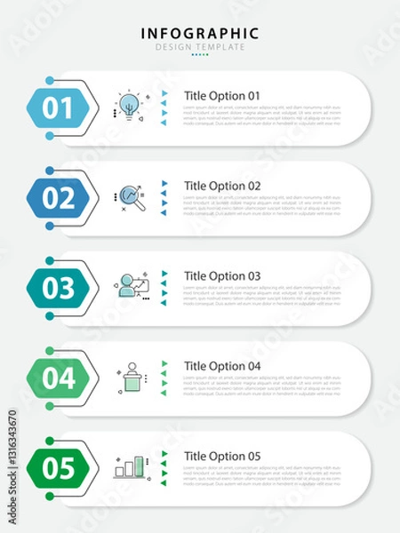 Fototapeta Timeline Creator infographic template. 5 Step timeline journey, calendar Flat simple infographics design template. presentation graph. Business concept with 5 options, gantt vector illustration.
