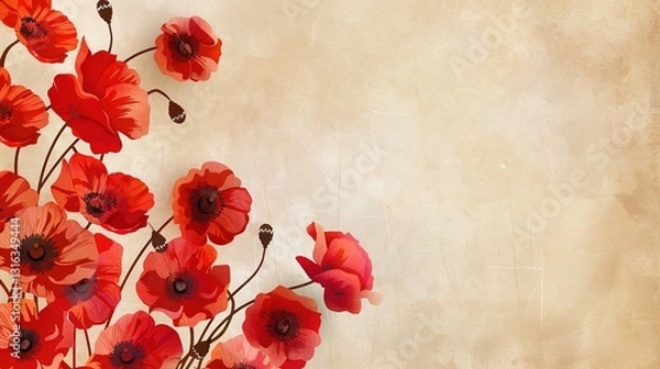 Fototapeta In - depth Analysis of the Flower Background of ANZAC Day: Multiple Symbols, Characteristic Flowers and Cultural Contexts