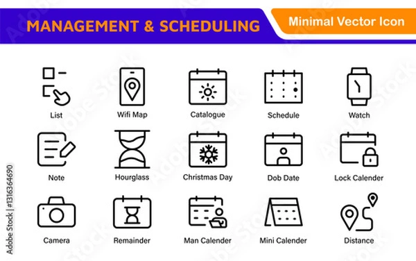 Fototapeta Management Administration and Scheduling Organizer Icons - Professional Vector Illustrations