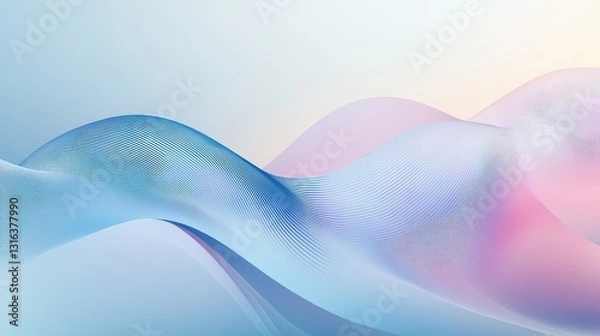 Fototapeta Abstract pastel gradient with layered triangular folds and line stripes. Aesthetic minimal design for modern business or technology themes.