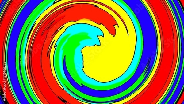 Fototapeta A dynamic and colorful abstract swirl with a bright, psychedelic design creating a sense of motion and energy.