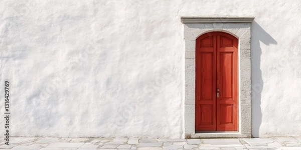 Fototapeta Ancient wooden door in a stone wall