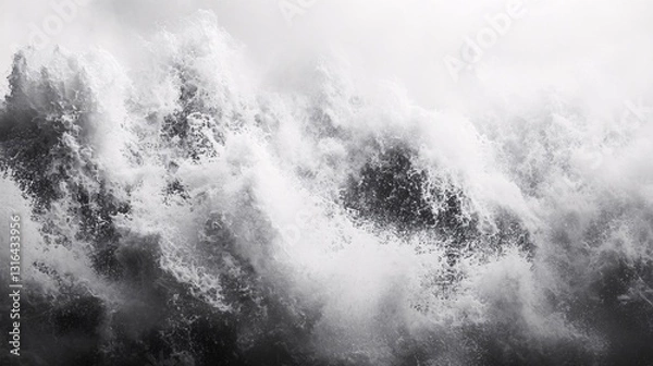 Fototapeta Powerful ocean waves crashing with white foam and turbulent water