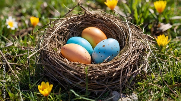 Obraz easter eggs in a nest