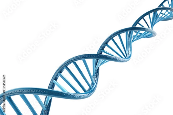 Fototapeta Glowing DNA Helix – A luminous blue double helix spirals, representing genetics, biotechnology, and the mysteries of life’s molecular foundation, isolated on a transparent background