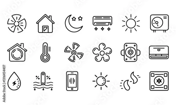 Fototapeta Air Conditioner Outline Icon Set - Editable Stroke Vector Illustration