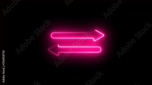 Fototapeta Neon arrows symbol icon. The green-and orange color arrow, points down and up. 