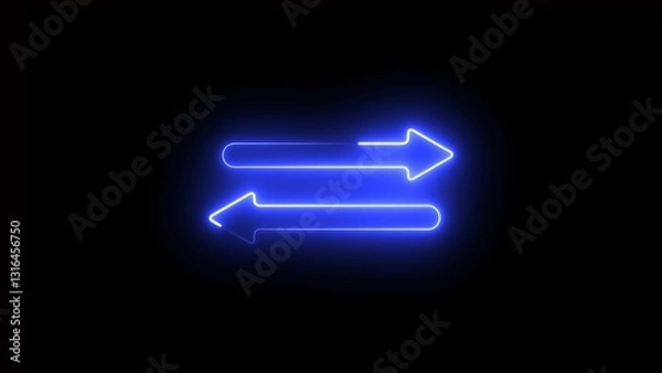 Fototapeta Neon arrows symbol icon. The green-and orange color arrow, points down and up. 