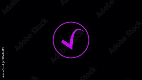 Fototapeta Put tick in box bw animation. Black and white thin line icon .