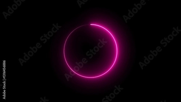 Fototapeta Neon circle frame Technology. Abstract seamless loop neon circle. Blue neon circles hi-tech motion background seamless loop. repetitive motion iiiustration. isolated on black.