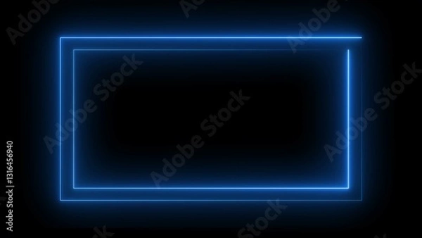 Fototapeta Square rectangle picture frame glowing neon ani animationmation on black background. seamless loop - vertical. Bright neon effect rectangle frame Loop background.	