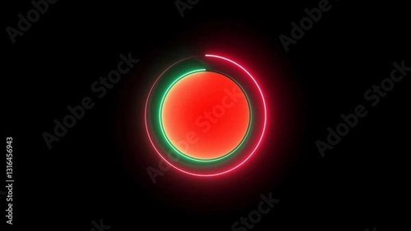 Fototapeta Neon circle frame Technology. Abstract seamless loop neon circle. Blue neon circles hi-tech motion background seamless loop. repetitive motion iiiustration. isolated on black.