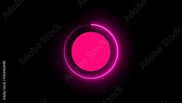 Fototapeta Neon circle frame Technology. Abstract seamless loop neon circle. Blue neon circles hi-tech motion background seamless loop. repetitive motion iiiustration. isolated on black.