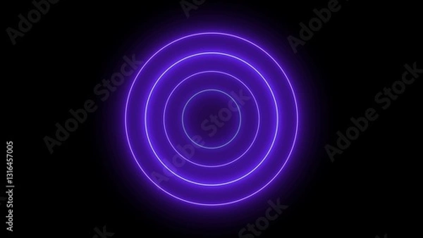 Fototapeta Neon circle frame Technology. Abstract seamless loop neon circle. Blue neon circles hi-tech motion background seamless loop. repetitive motion iiiustration. isolated on black.