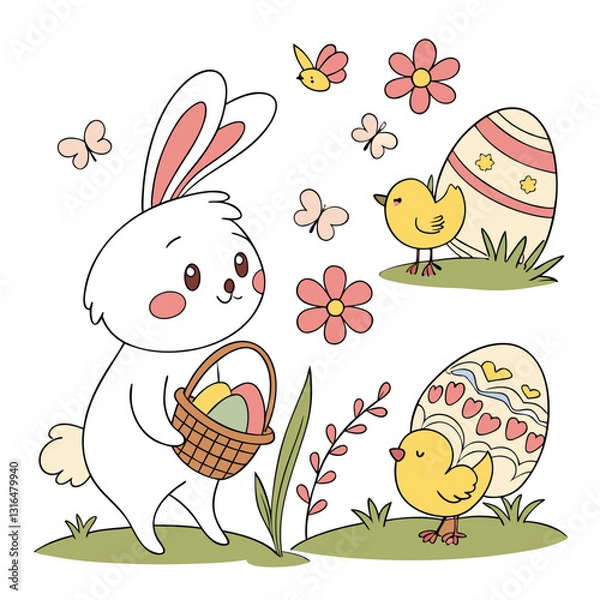 Fototapeta easter bunny with eggs