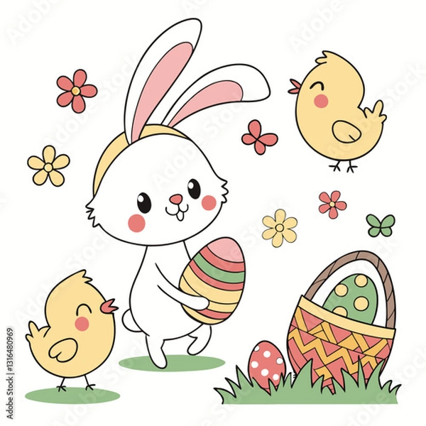 Obraz easter bunny with eggs