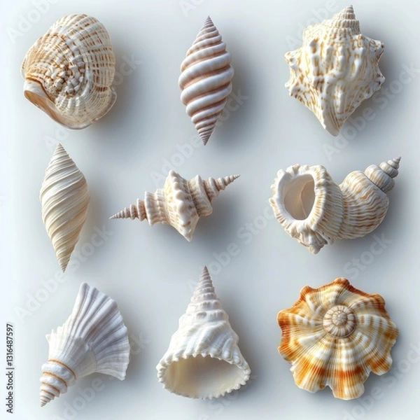 Fototapeta Assorted seashells, various shapes and textures