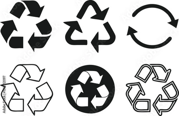 Fototapeta Recycle signs. Recycle arrow collection. Recycling icon set. Vector illustration