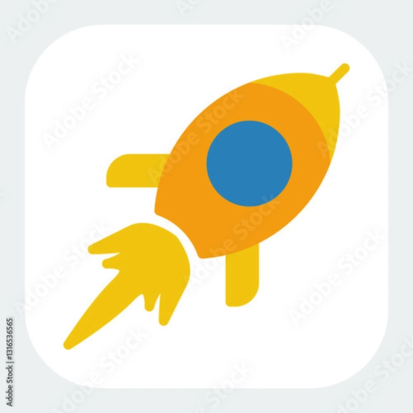 Obraz rocket icon in flat color style