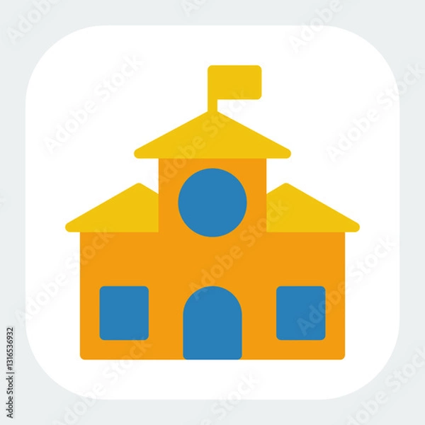 Obraz building icon in flat color style