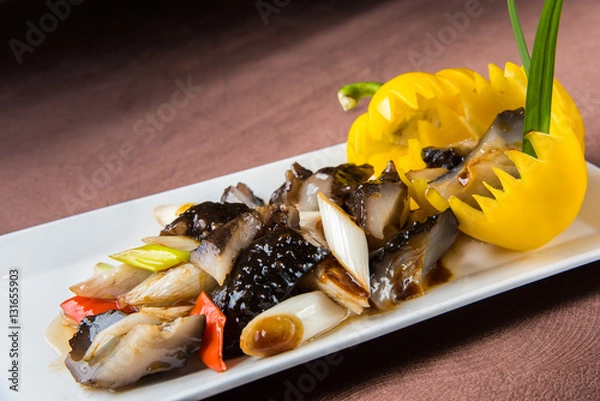 Obraz Braised Sea Cucumber with Scallion
