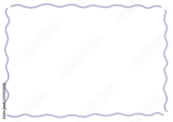 Obraz 水彩風シンプルな四角いフレーム　紫の波線の枠