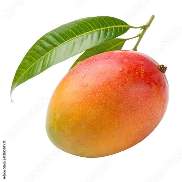 Obraz ripe mango with leaf isolated
