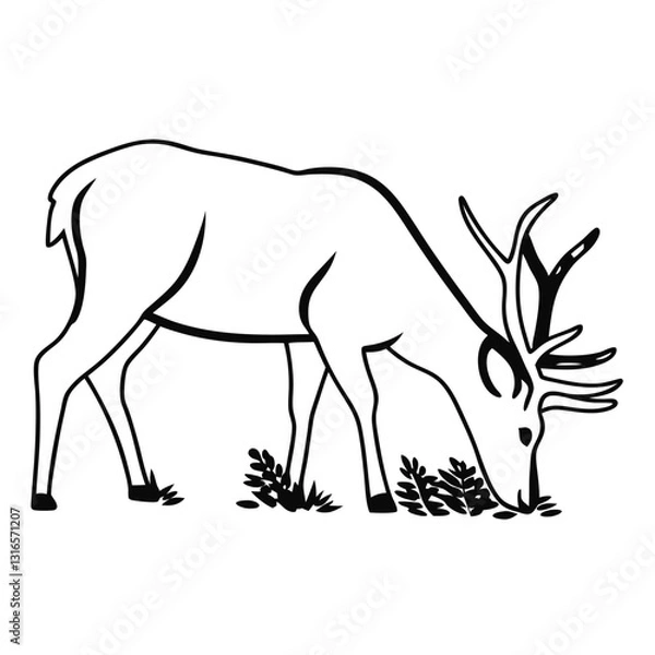 Obraz A Vector silhouette Image of a Eating plain deer  (25).eps