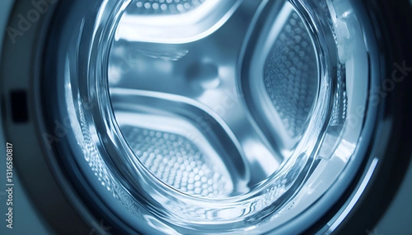 Fototapeta Washing machine with clothes as background, close up
