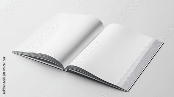 Fototapeta Open Blank Magazine Mockup on White Background, Minimalist Concept