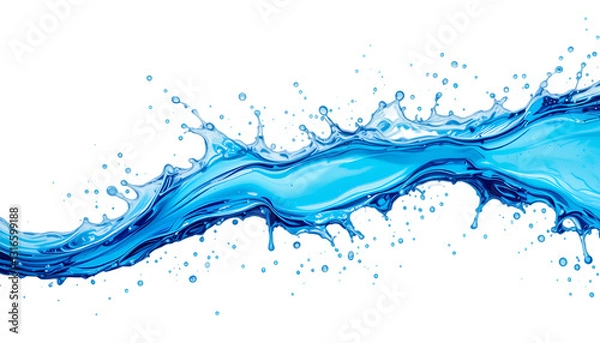 Fototapeta Clean and Vivid Blue Water Splash with Droplets on transparent background