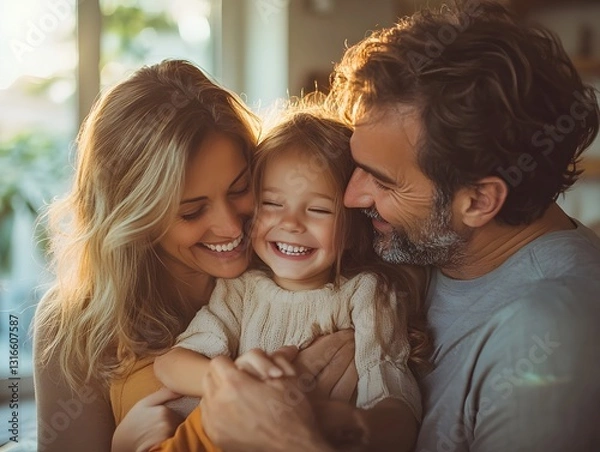 Obraz Unbreakable Bonds, A Family's Love and Joy in a Warm Embrace