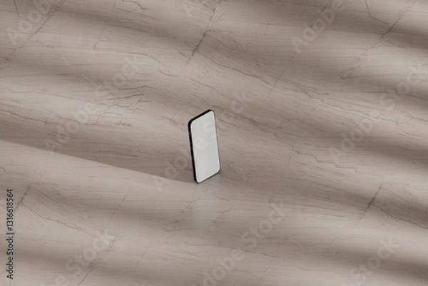 Obraz Mockup smartphone on marble floor. Hit by sunlight. Use as template for UX designs, websites, ads, and more