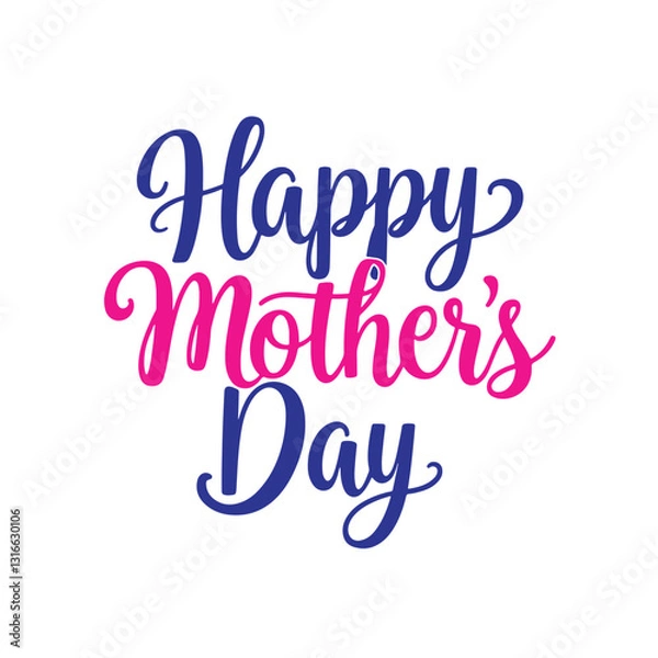 Fototapeta A typography for the text happy mother's day calligraphy style with simple ornament for t shirt design vector art illustration.