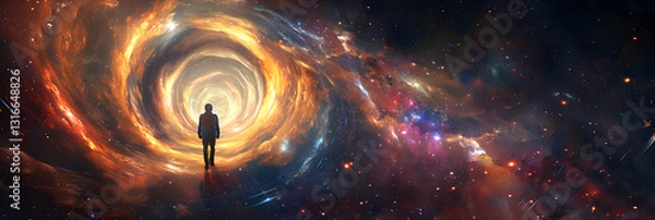 Obraz Conceptual Art Depicting Theory of Time Travel Amidst Cosmos