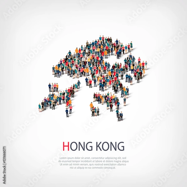Fototapeta people map country Hong Kong vector