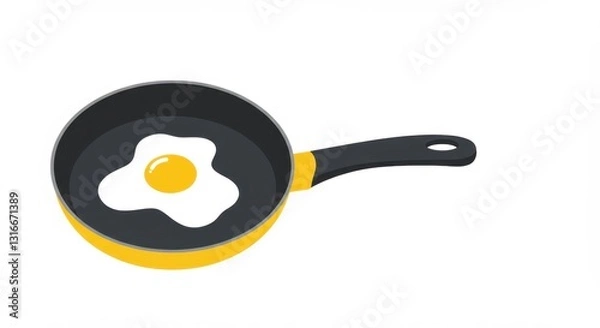 Fototapeta Flat Design Icon of Frying Pan with Sunny-Side Up Egg